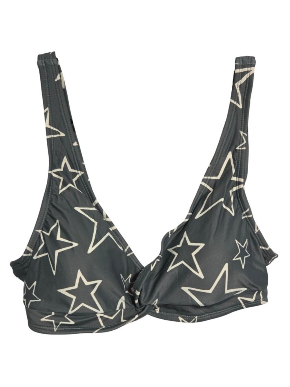 Mae Star Print Bikini Top Size Medium Green Adjustable Back Closure Padded Swim